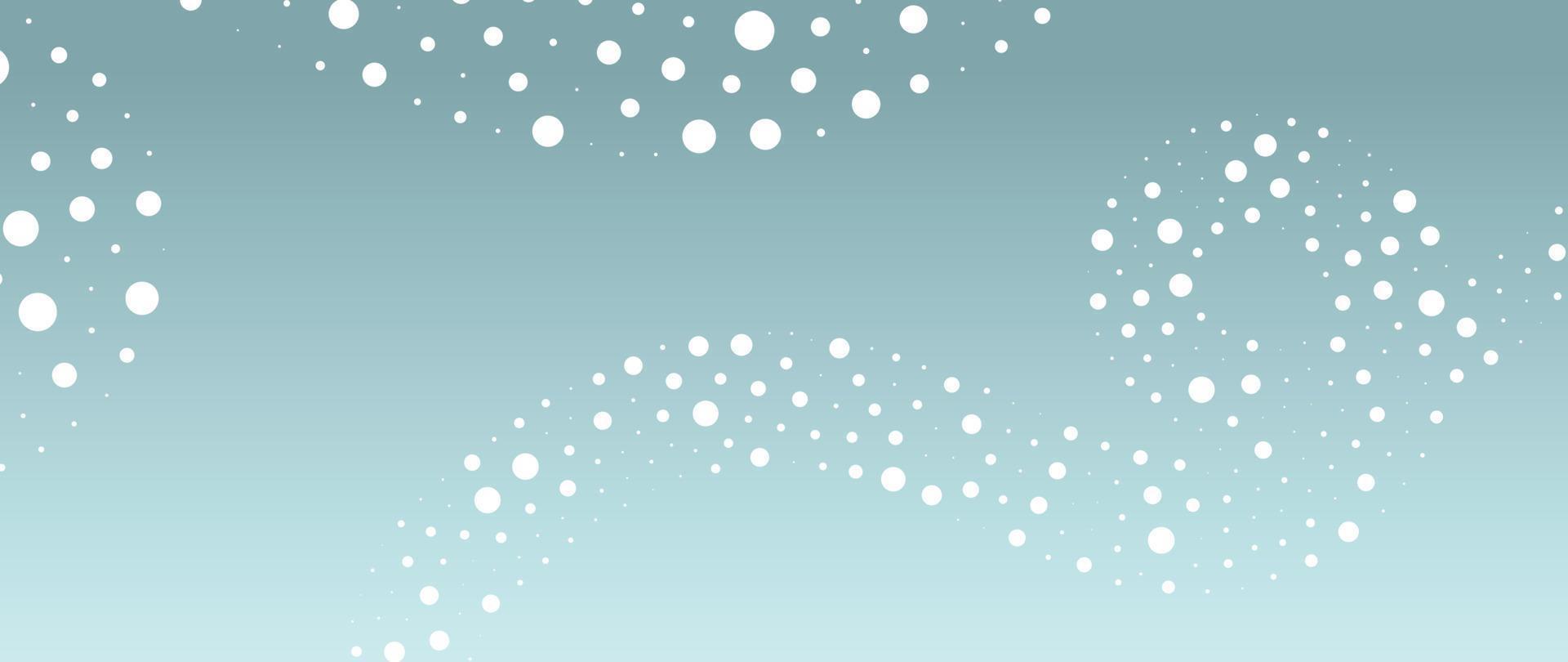 Ilustración de vector de fondo de nieve de invierno elegante. nieve decorativa de lujo y curva de flujo de burbujas sobre fondo verde. diseño adecuado para tarjeta de invitación, saludo, papel tapiz, afiche, pancarta.