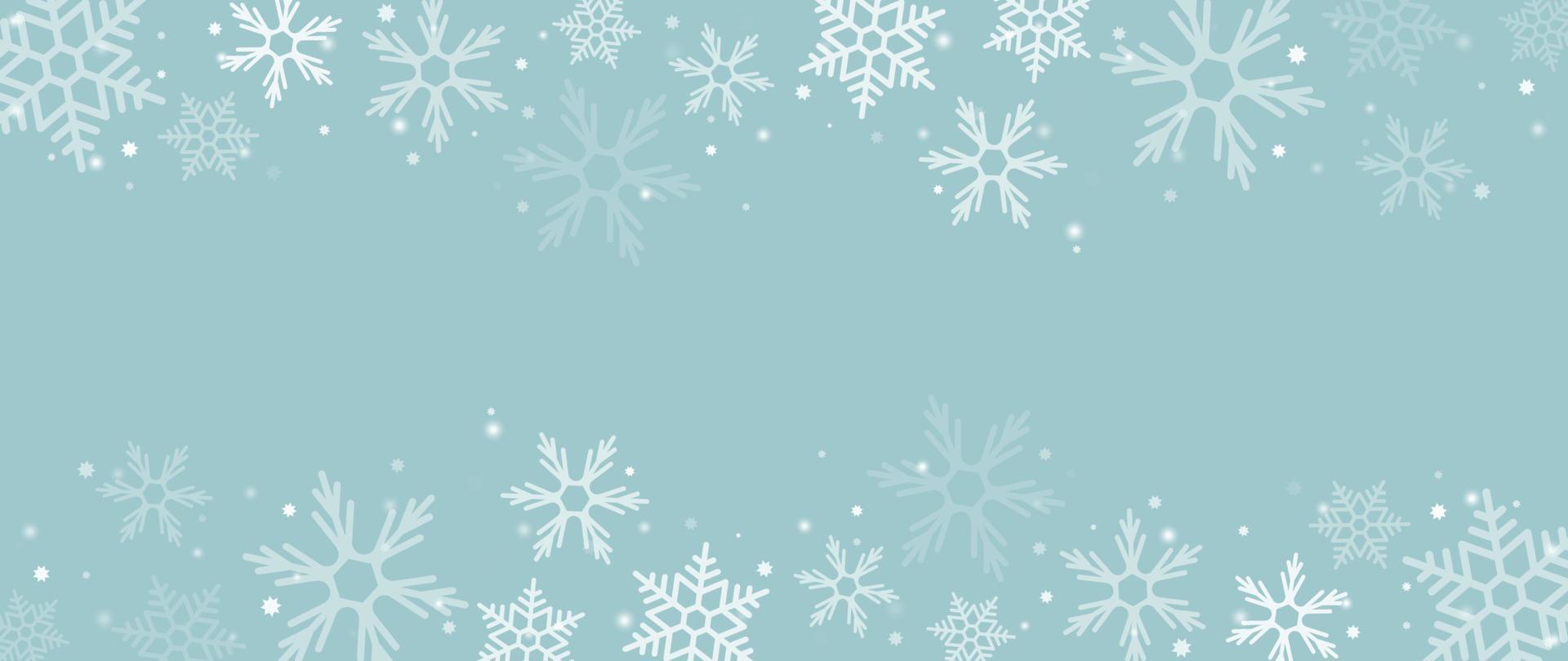 Ilustración de vector de fondo de copo de nieve de invierno elegante. copos de nieve brillantes decorativos de lujo y fondo bokeh brillante. diseño adecuado para tarjeta de invitación, saludo, papel tapiz, afiche, pancarta.