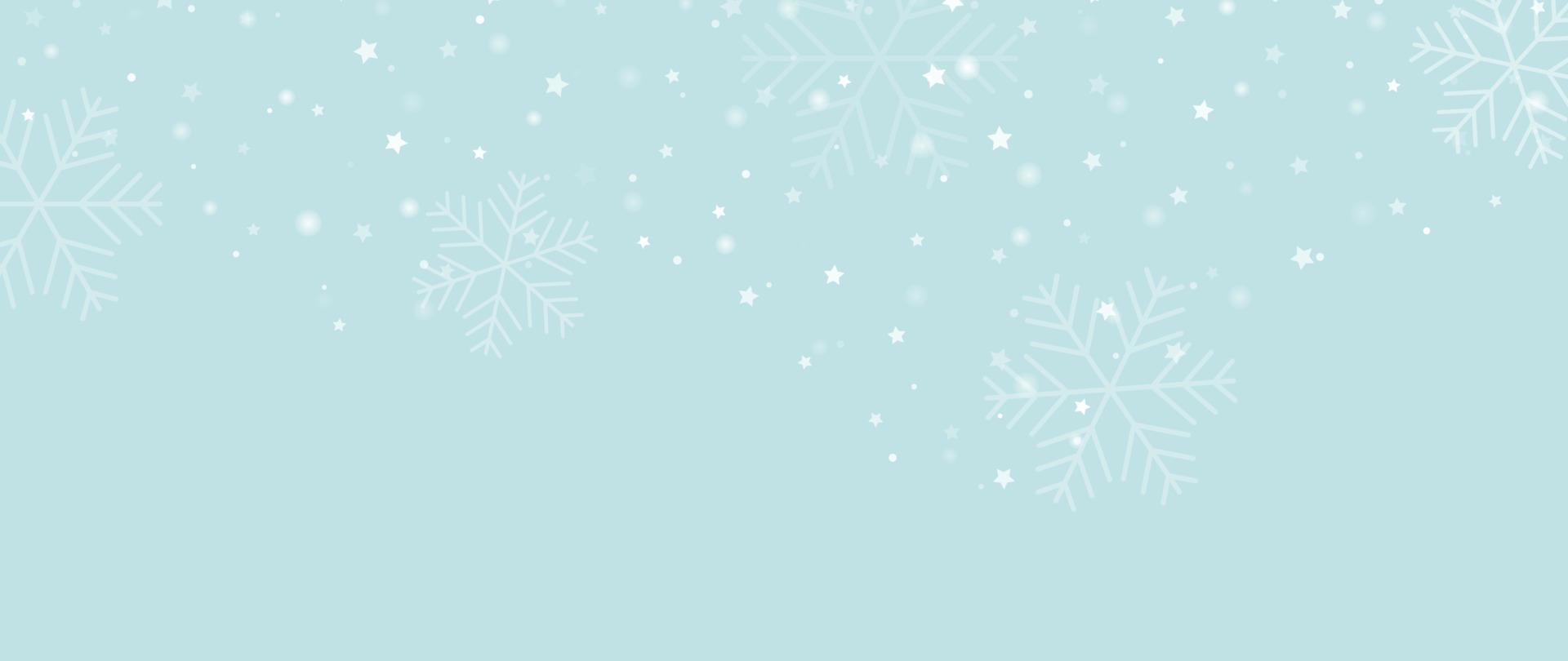 Ilustración de vector de fondo de copo de nieve de invierno elegante. copo de nieve decorativo de lujo y brillo sobre fondo azul claro. diseño adecuado para tarjeta de invitación, saludo, papel tapiz, afiche, pancarta.