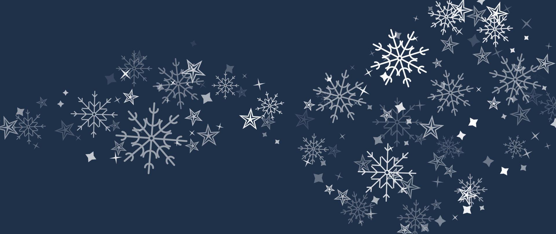 Elegant winter snowflake background vector illustration. Luxury decorative snowflake and sparkle on dark blue background. Design suitable for invitation card, greeting, wallpaper, poster, banner.