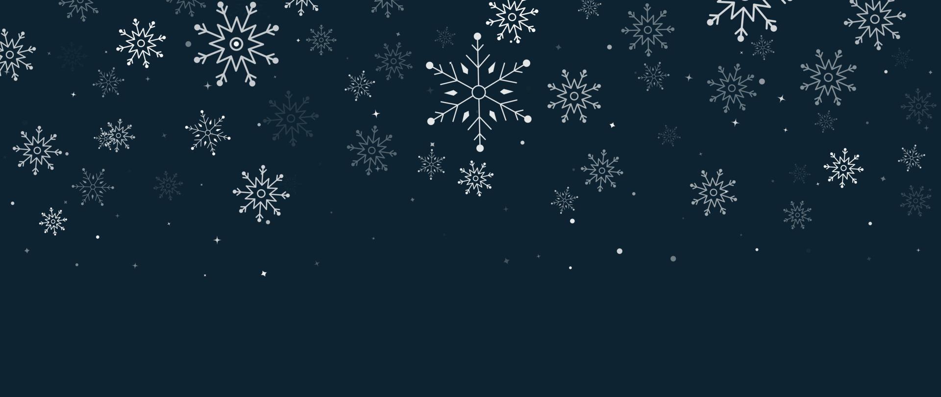 Elegant winter snowflake background vector illustration. Luxury decorative snowflake and sparkle on dark blue background. Design suitable for invitation card, greeting, wallpaper, poster, banner.