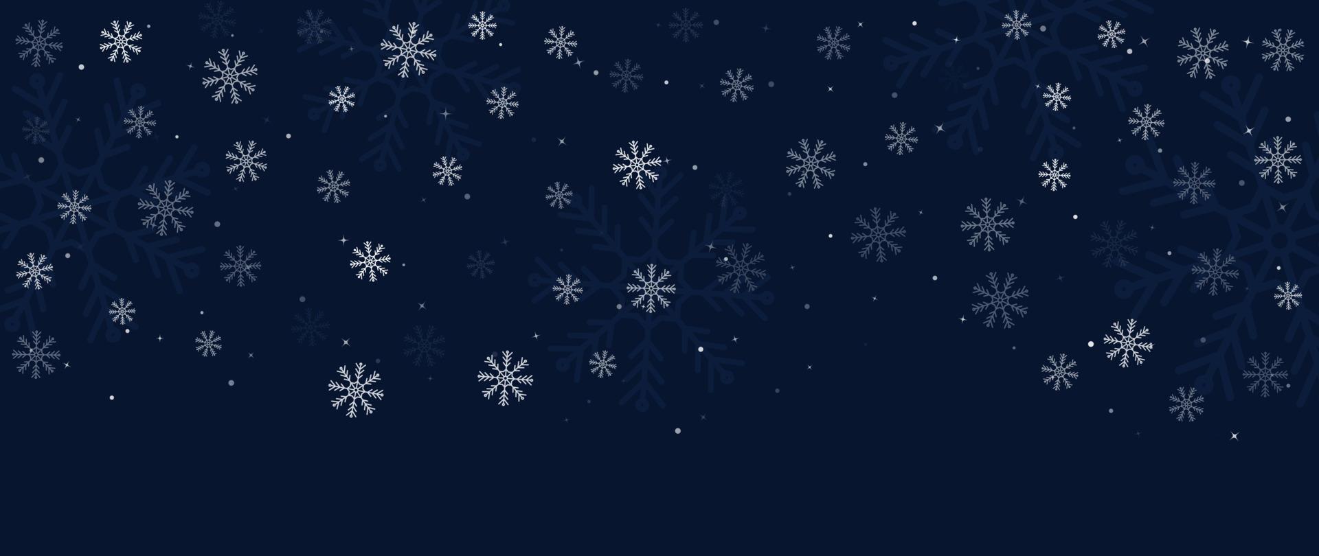 Elegant winter snowflake background vector illustration. Luxury decorative snowflake and sparkle on dark blue background. Design suitable for invitation card, greeting, wallpaper, poster, banner.