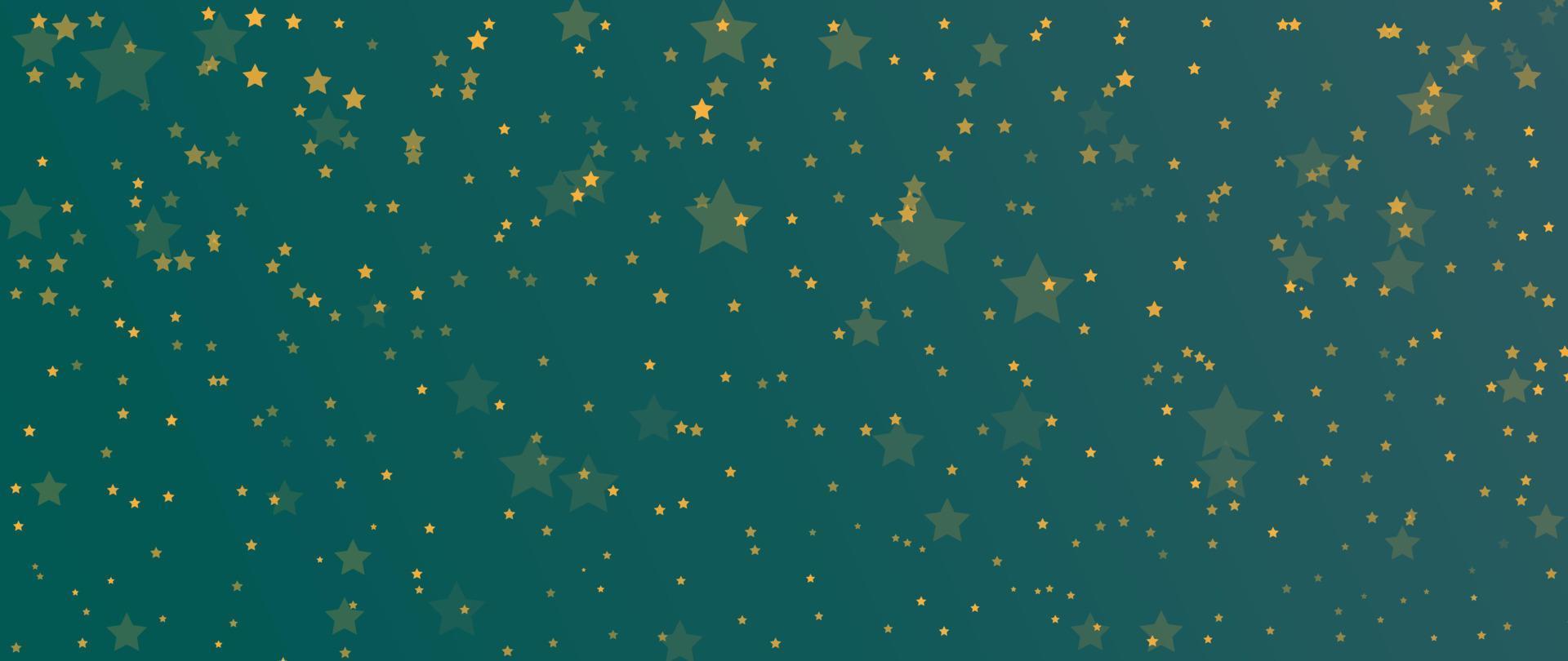 elegante ilustración de vector de fondo de estrella de invierno. estrella de oro brillante decorativa de lujo con fondo verde claro bokeh. diseño adecuado para tarjeta de invitación, saludo, papel tapiz, afiche, pancarta.