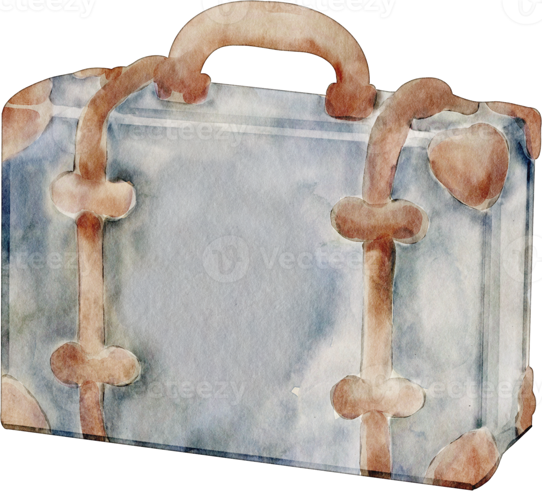 watercolor suitcase bag vintage element png