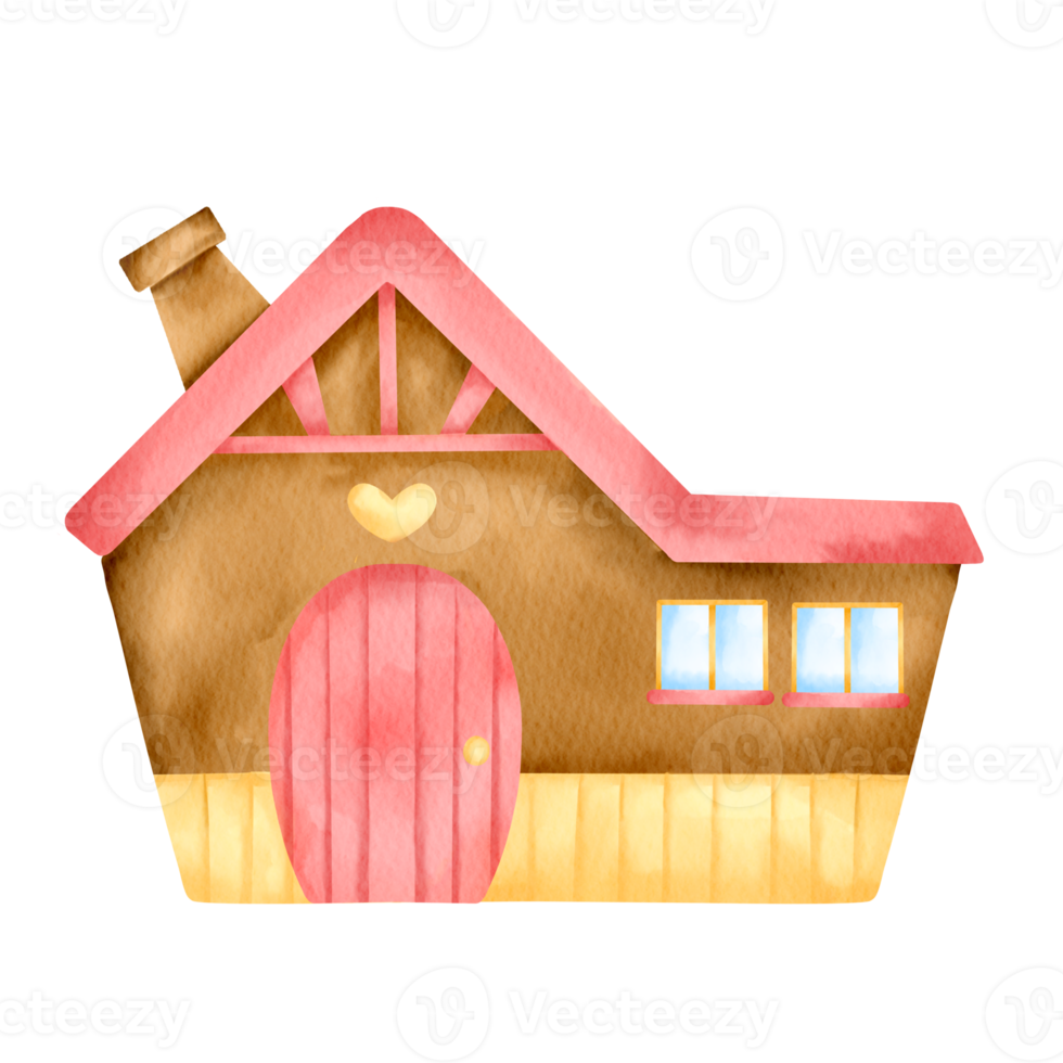 watercolor home house and building city element collection set town png