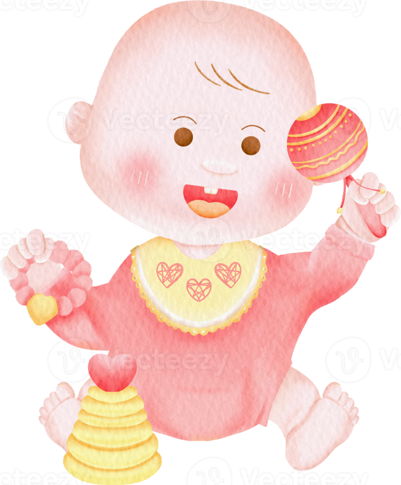 personagem de bebê em aquarela crianças fofas coleção de clip art crianças png