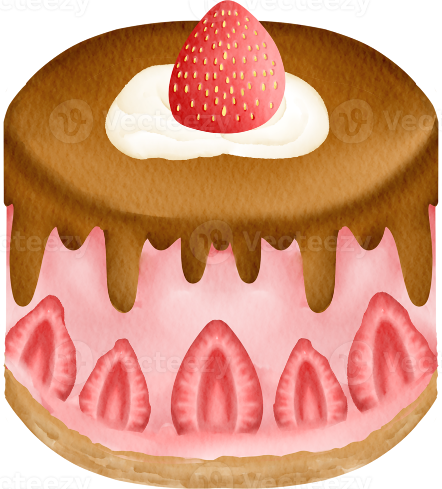 acuarela postre dulce clip art elemento lindo pastel chocolate png