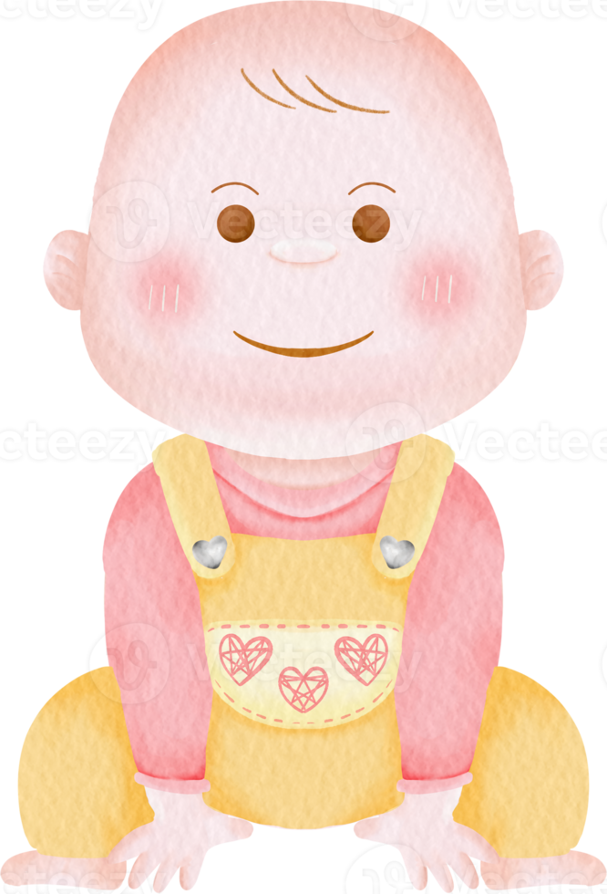 waterverf baby karakter schattig kinderen klem kunst verzameling kinderen png