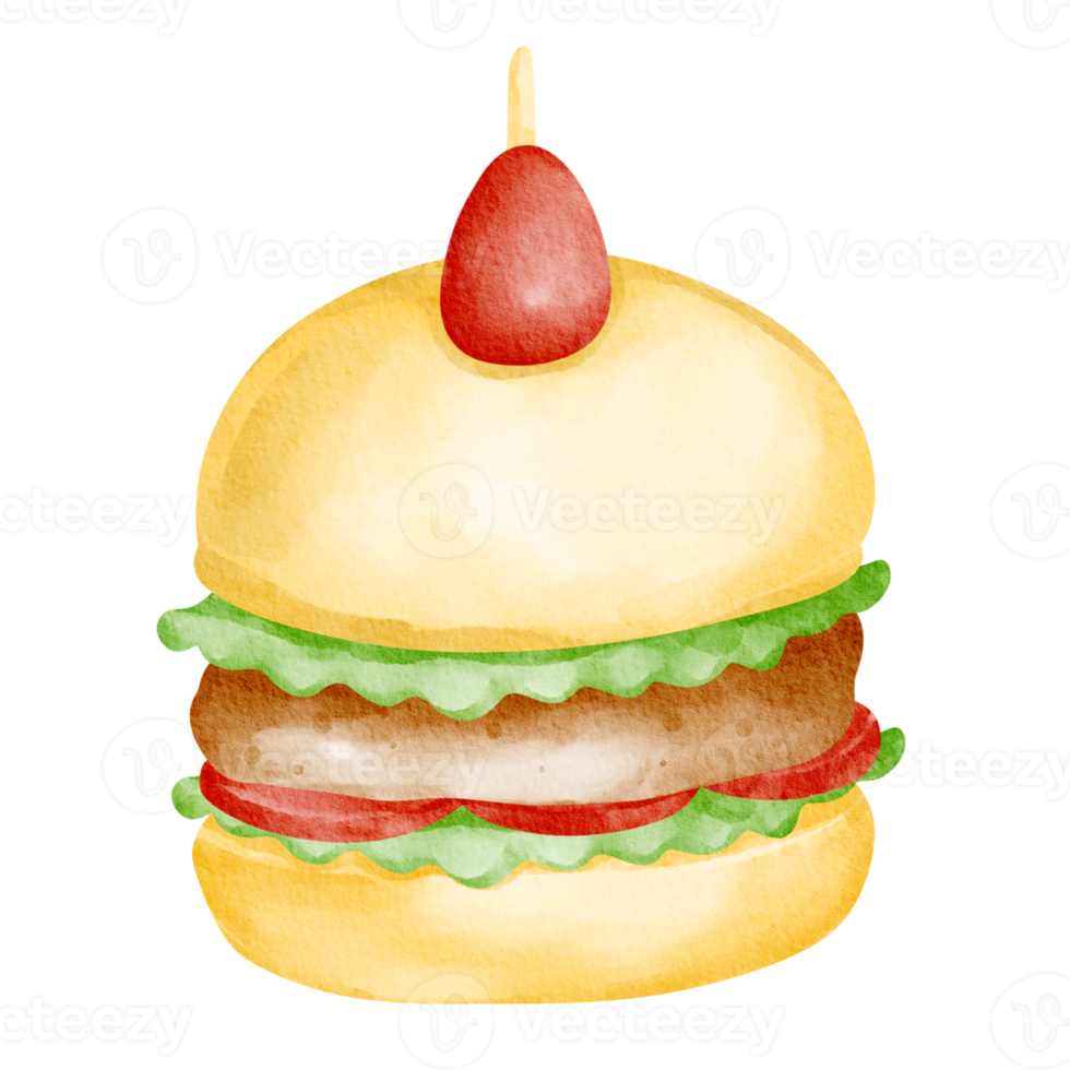 Burger-Fast-Food-Aquarell png