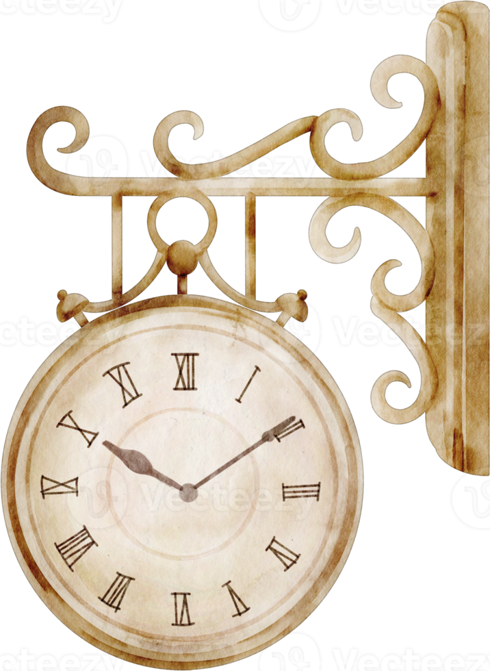 reloj vintage acuarela png