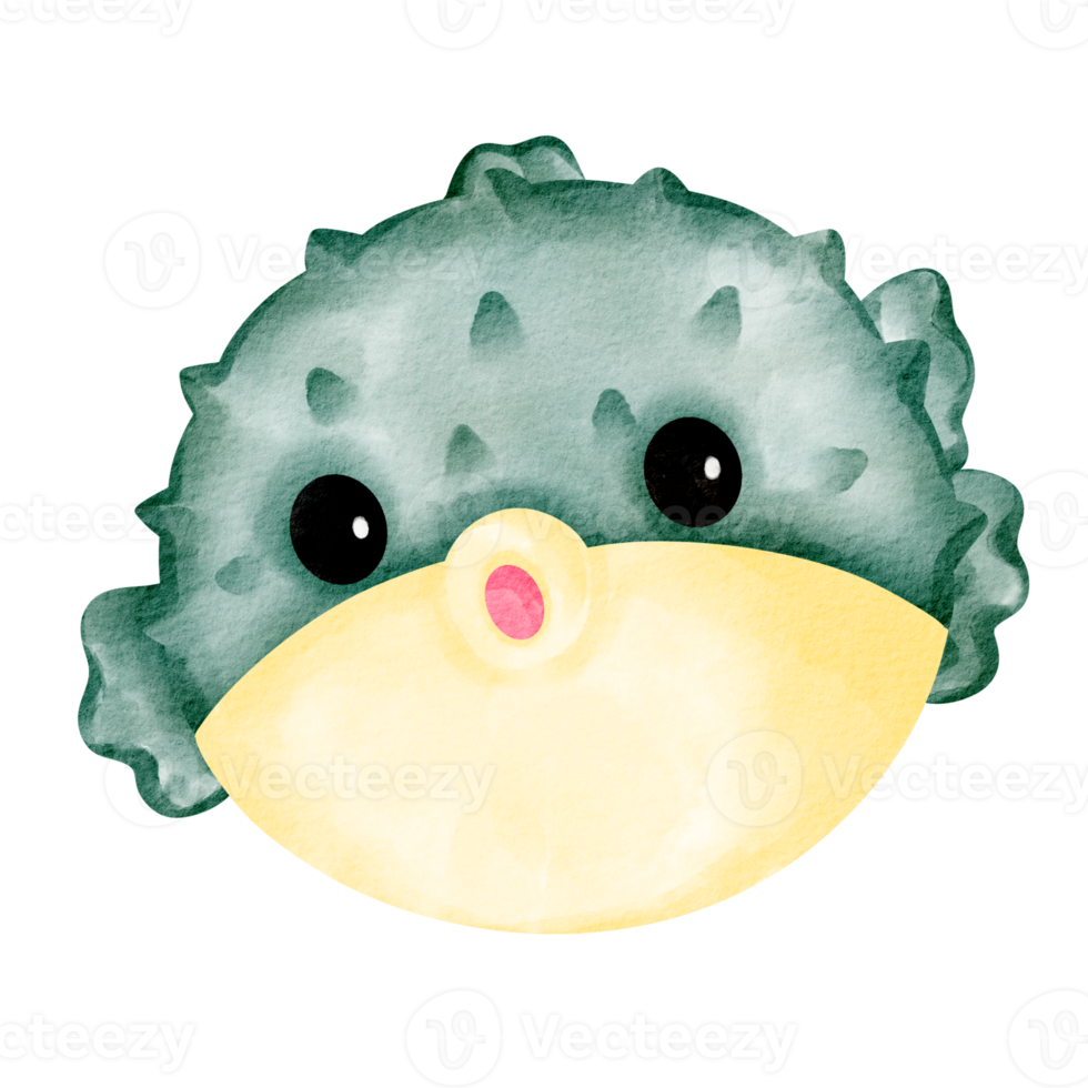 watercolor puffer fish png