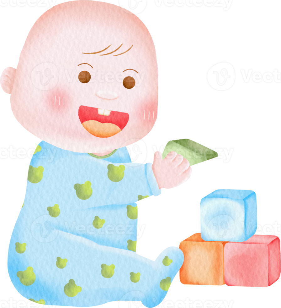 acquerello bambino bambini bambini giocattolo clip arte illustrazione neonato png