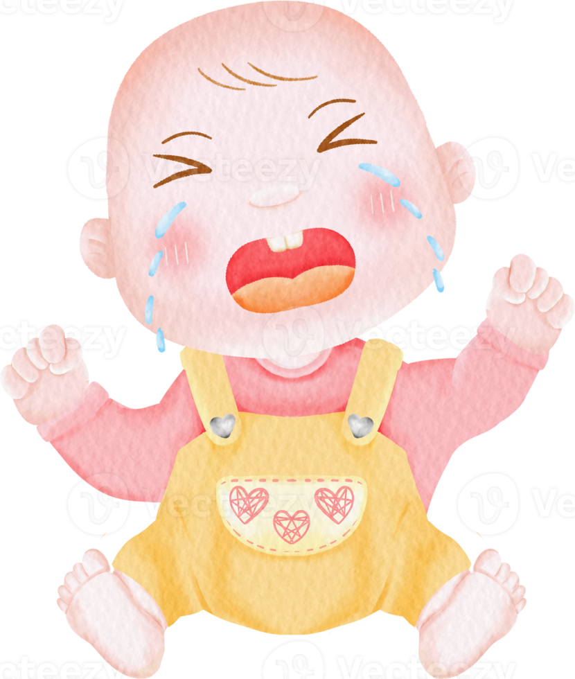 personagem de bebê em aquarela crianças fofas coleção de clip art crianças png