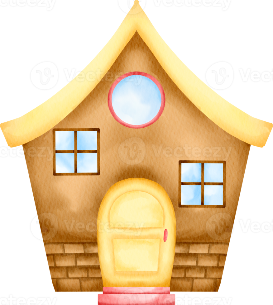 watercolor home house and building city element collection set town png