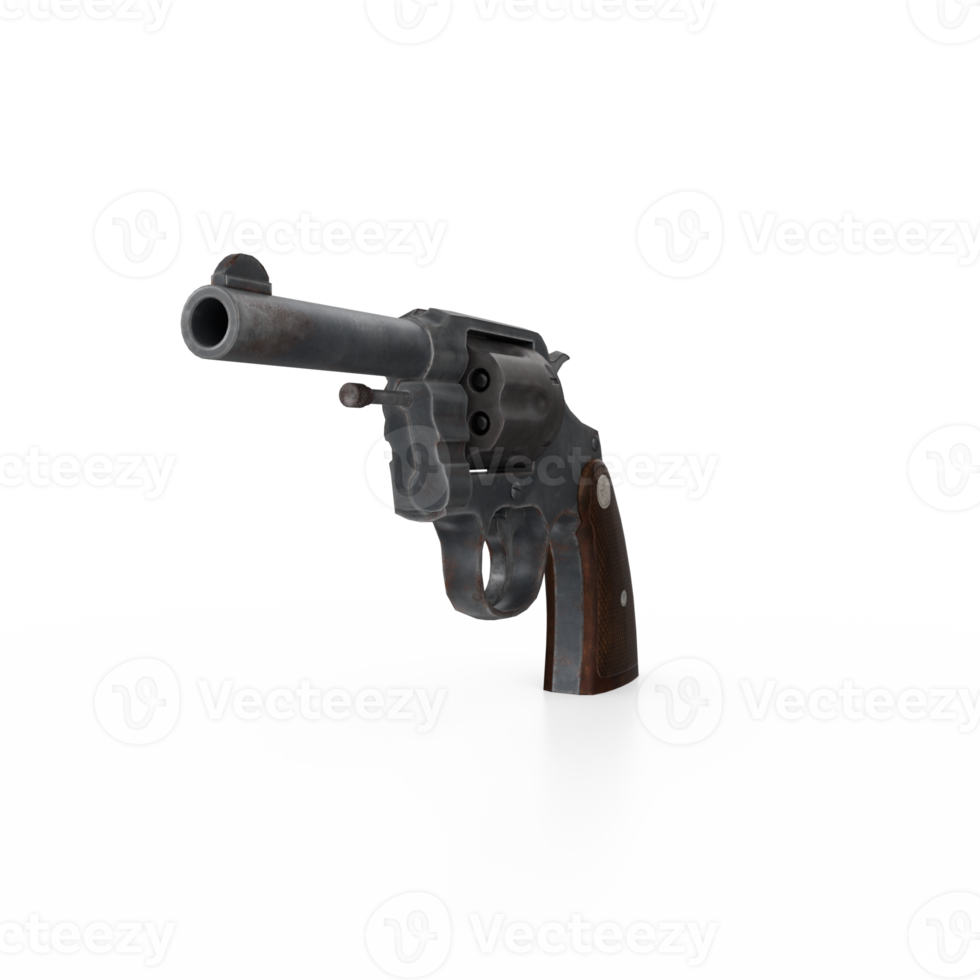 renderização 3D de arma de revólver png