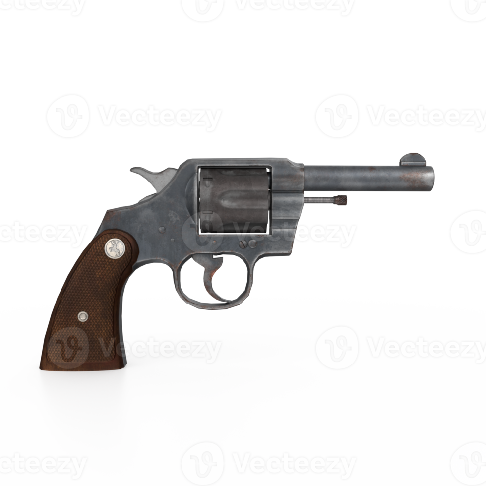 Representación 3D de pistola revólver png