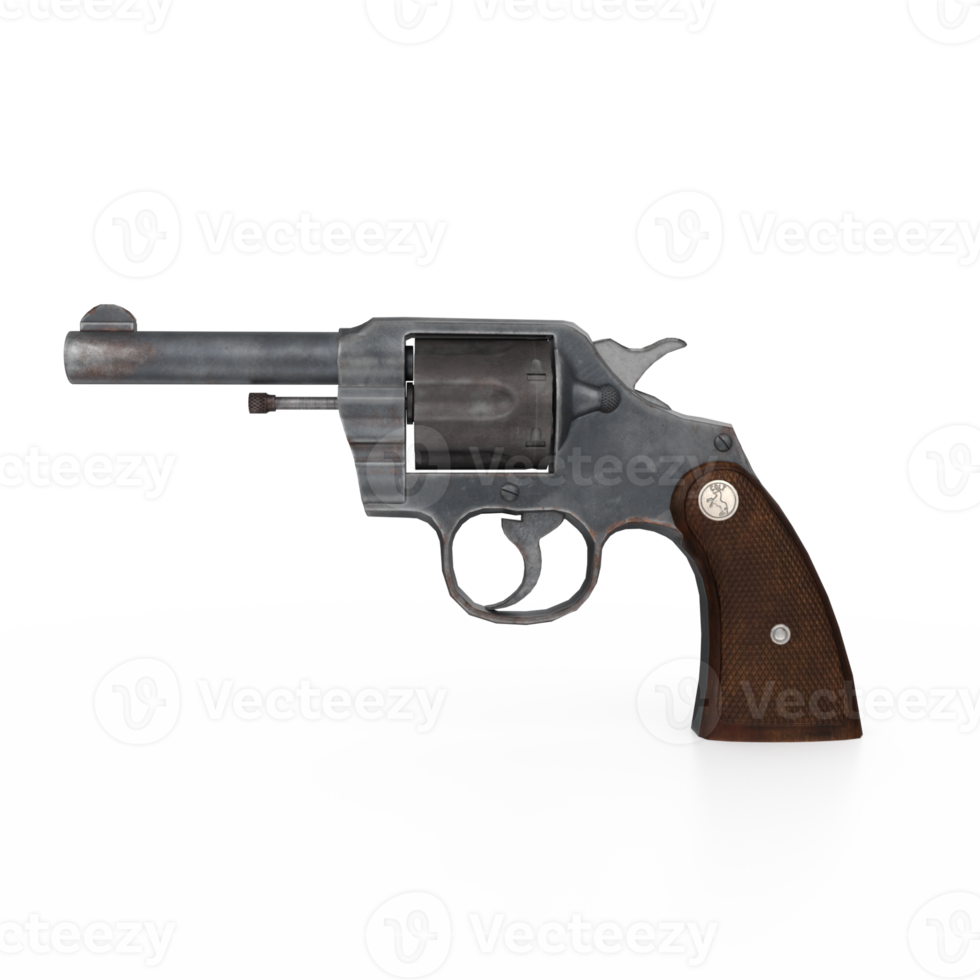 renderização 3D de arma de revólver png