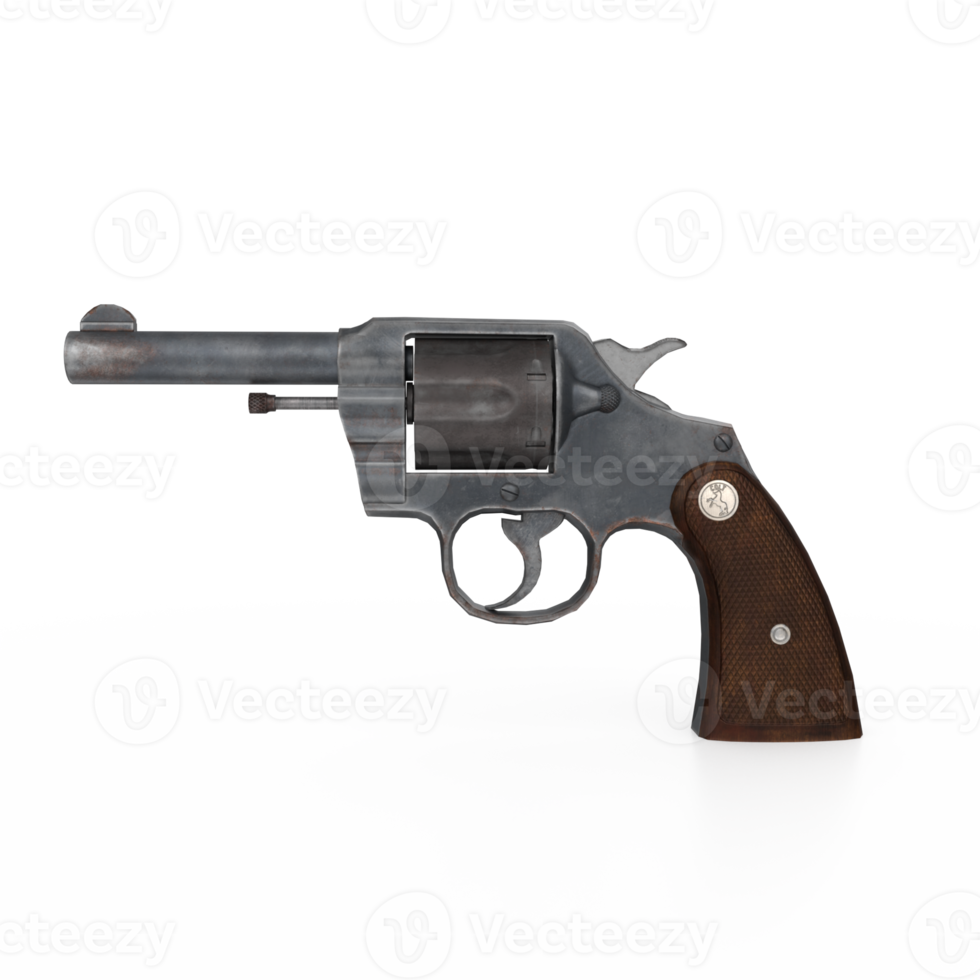 3D Rendering Of Revolver Gun png