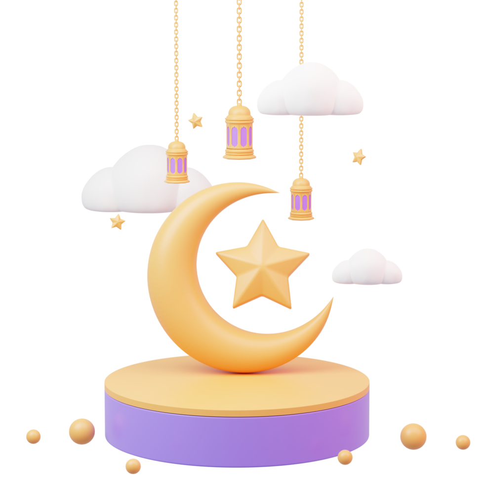 ramadan islamic eid mubarak 3d icon png