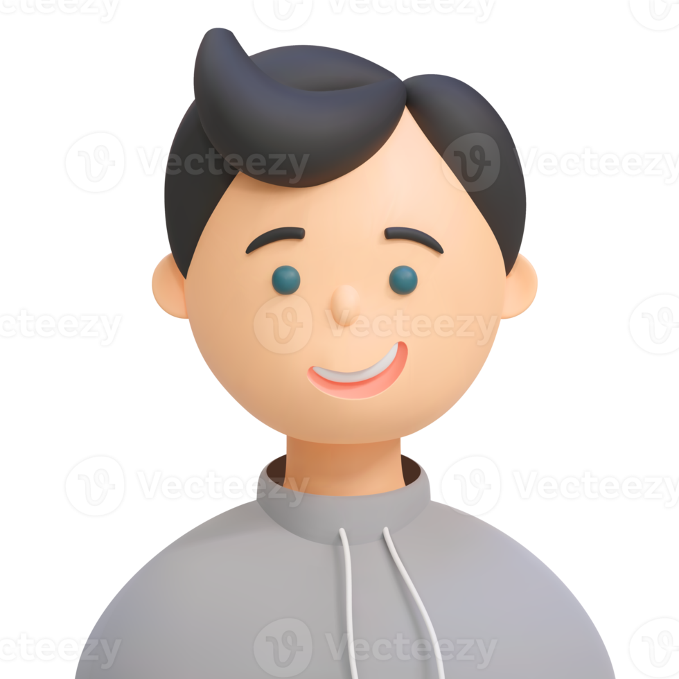 avatar de jovem sorridente feliz. Retrato 3D de um homem, personagem de desenho animado, pessoas. ilustração isolada em fundo transparente png