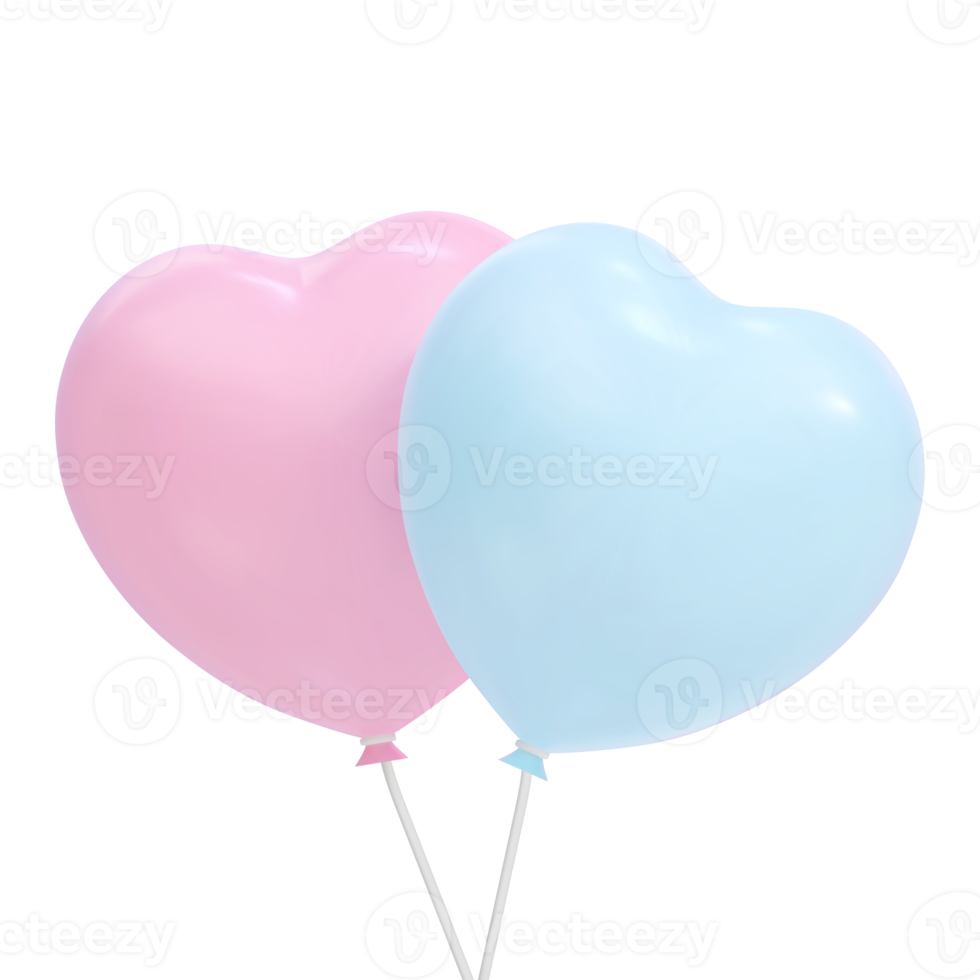 Blumenstrauß, Haufen realistischer rosa und blauer Luftballons, die fliegen. 3D-Illustration für Karte, Babyparty, Partyeinladung, Design, Flyer, Poster, Dekor, Banner, Web, Werbung png