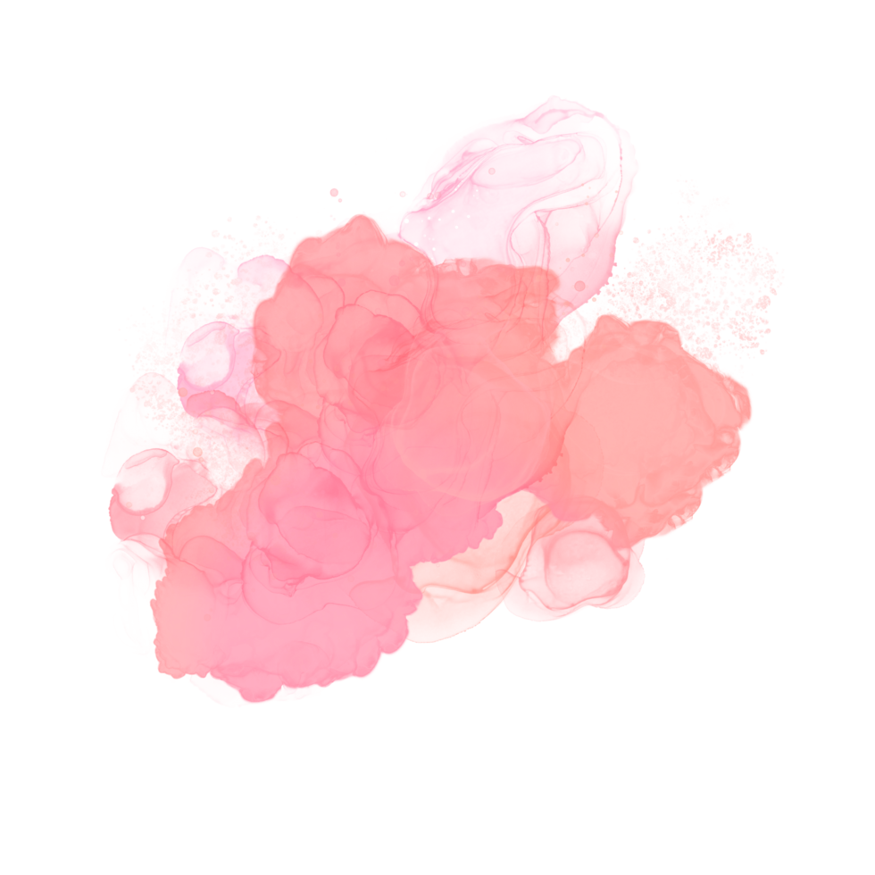 Coral pink marble Alcohol ink Splash. Isolated Coral pink elements png