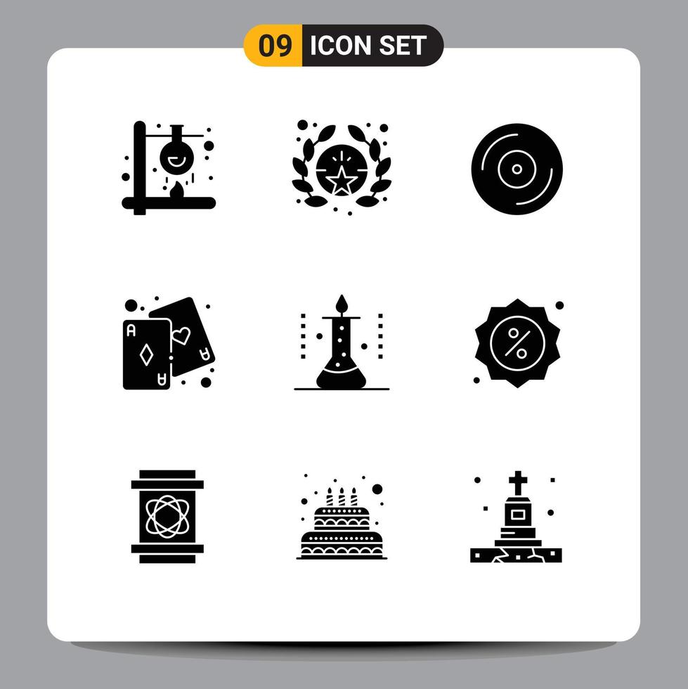 Stock Vector Icon Pack of 9 Line Signs and Symbols for science laboratory cd play fun Editable Vector Design Elements