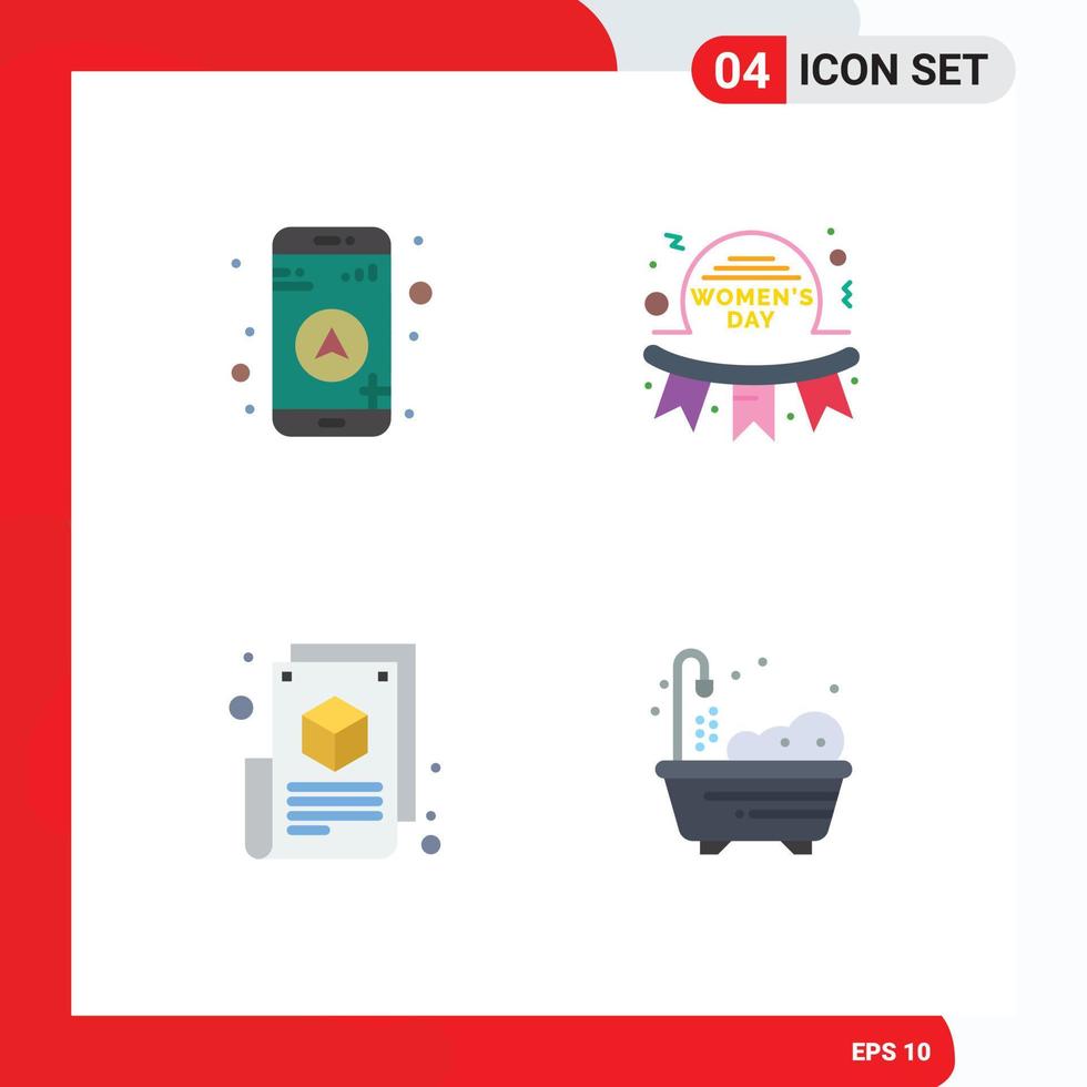 User Interface Pack of 4 Basic Flat Icons of gps blogger day women web blogging Editable Vector Design Elements