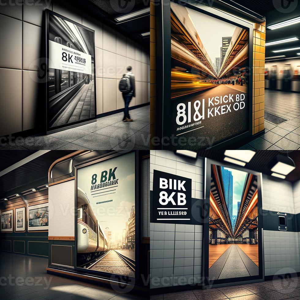 Blank place advertising screen. Poster mockup. Banner mockup. Billboard mockup. Light box showcase mockup. photo