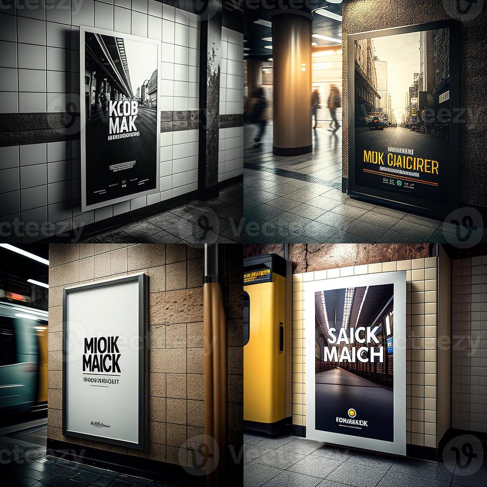 Blank place advertising screen. Poster mockup. Banner mockup. Billboard mockup. Light box showcase mockup. photo