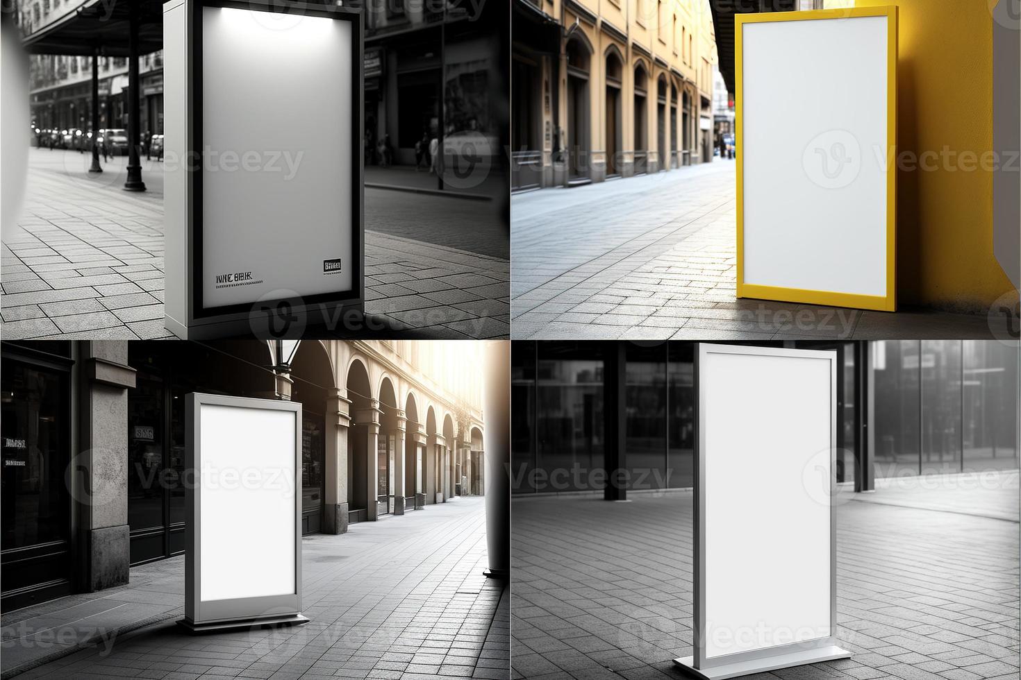 pantalla de publicidad de lugar en blanco. maqueta de cartel. maqueta de pancarta. maqueta de cartelera. maqueta de escaparate de caja de luz. foto