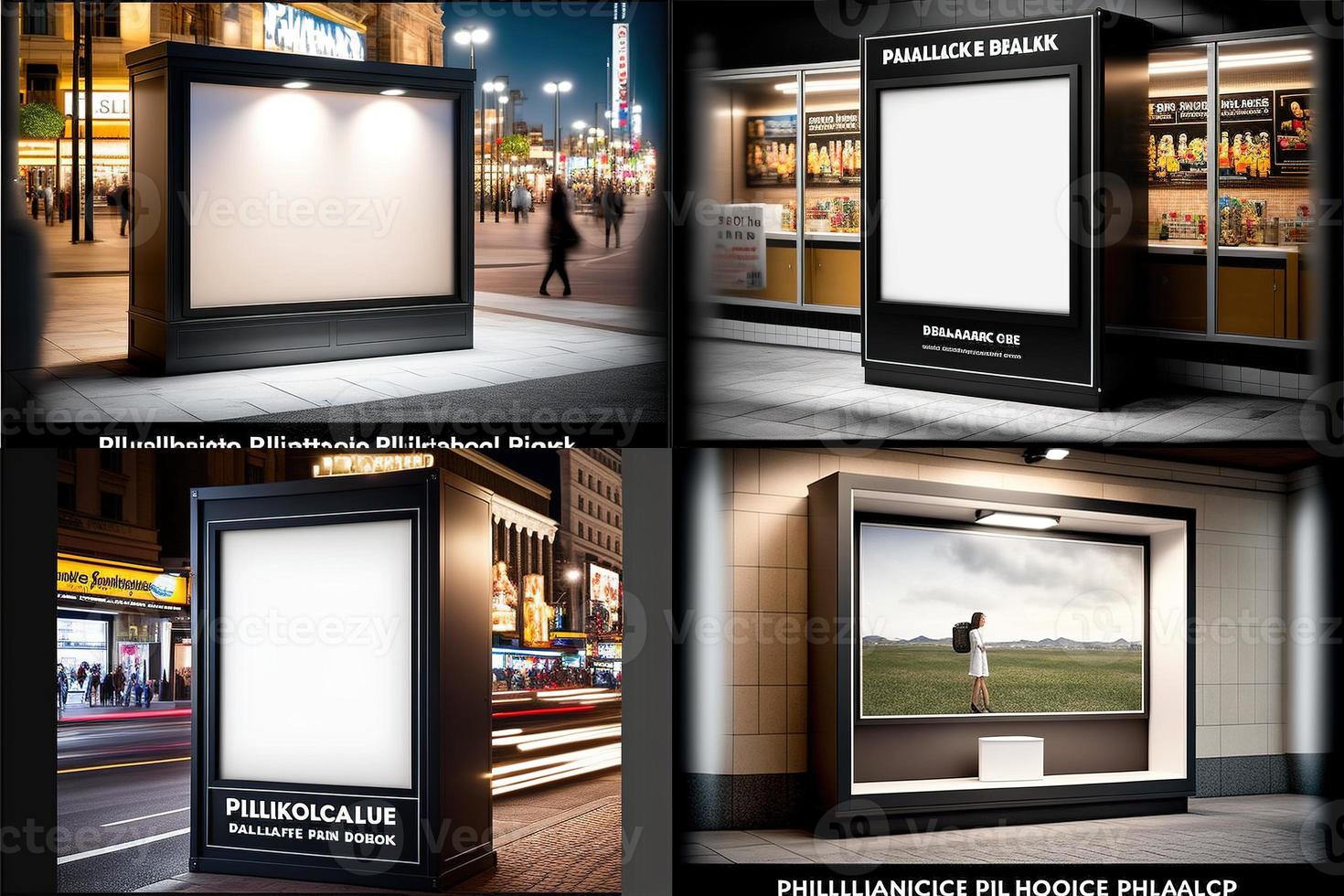 Blank place advertising screen. Poster mockup. Banner mockup. Billboard mockup. Light box showcase mockup. photo
