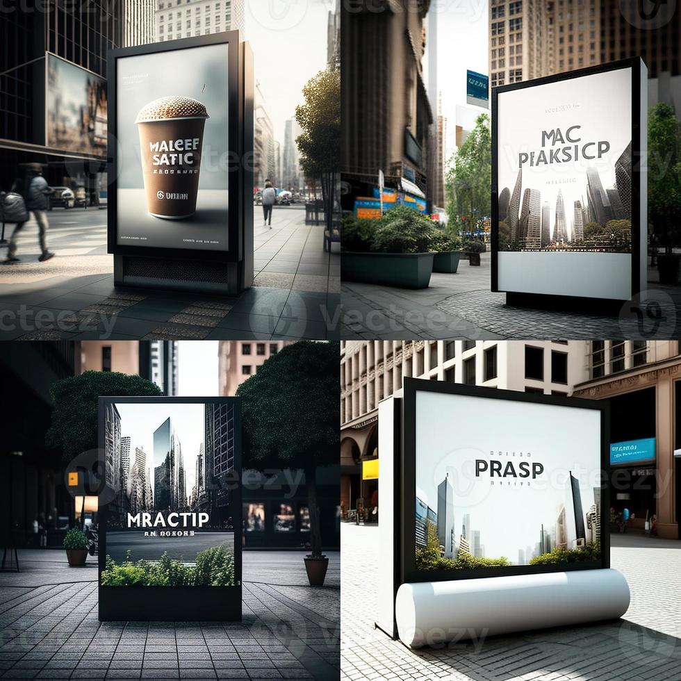 Blank place advertising screen. Poster mockup. Banner mockup. Billboard mockup. Light box showcase mockup. photo