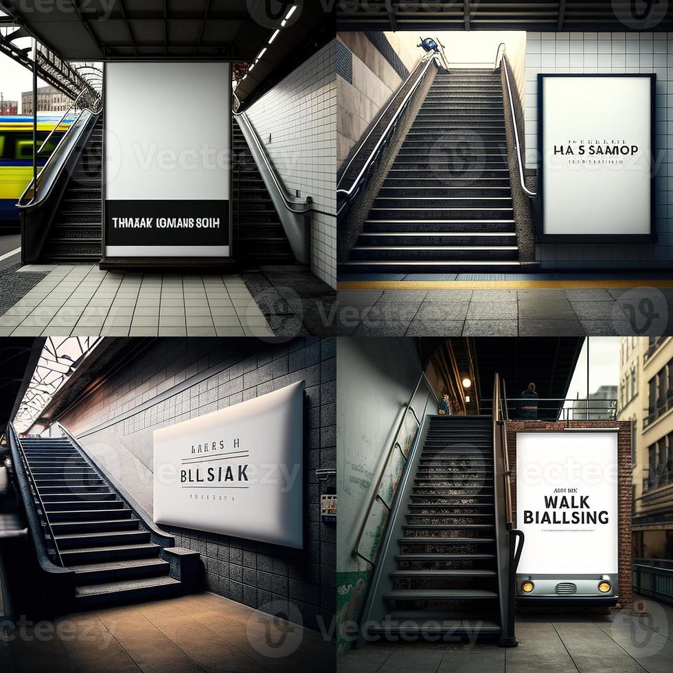 Blank place advertising screen. Poster mockup. Banner mockup. Billboard mockup. Light box showcase mockup. photo