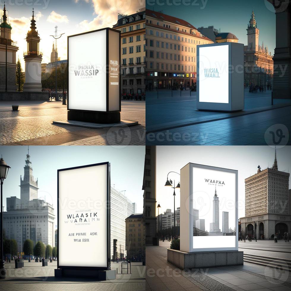 Blank place advertising screen. Poster mockup. Banner mockup. Billboard mockup. Light box showcase mockup. photo