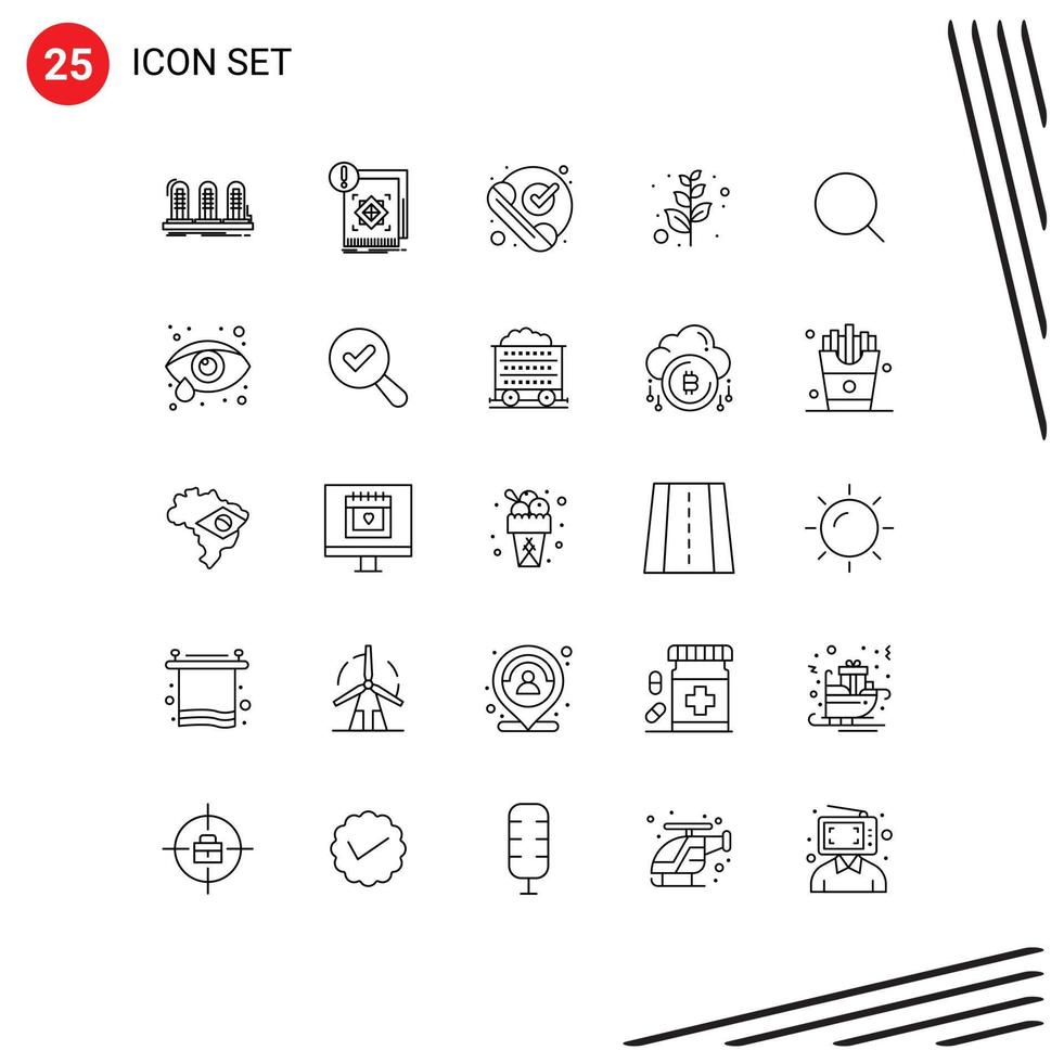 Set of 25 Modern UI Icons Symbols Signs for peace branch information received ok Editable Vector Design Elements