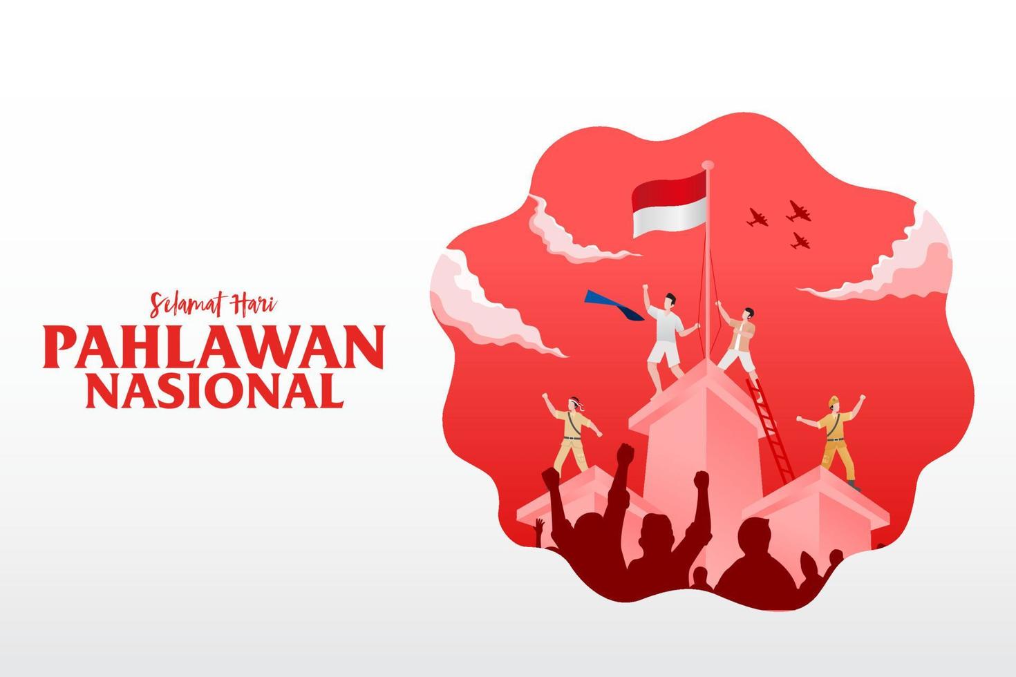 selamat hari pahlawan nacional. traducción, feliz nacional indonesio vector