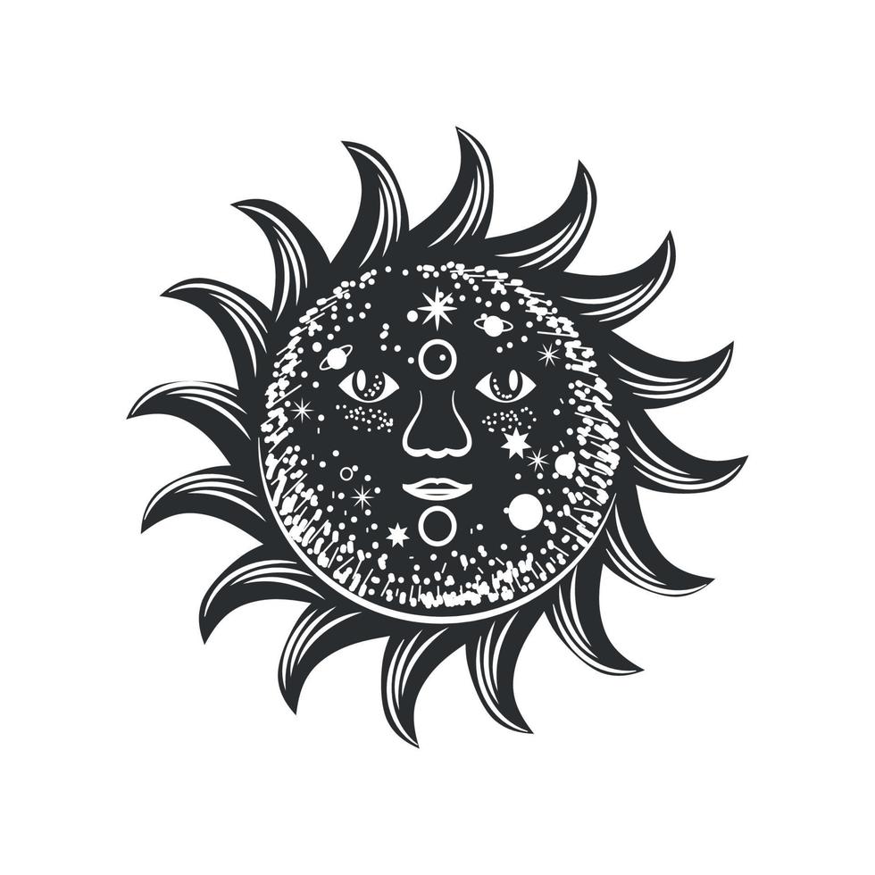 sol astrología surrealista vector