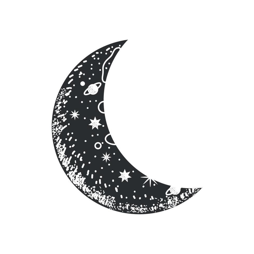 crescent moon surreal astrology vector