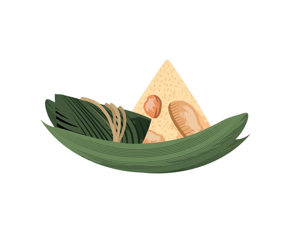 zongzi and leaves bamboo vector