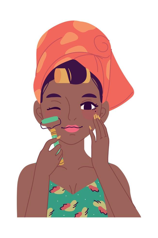 girl making massage in face vector