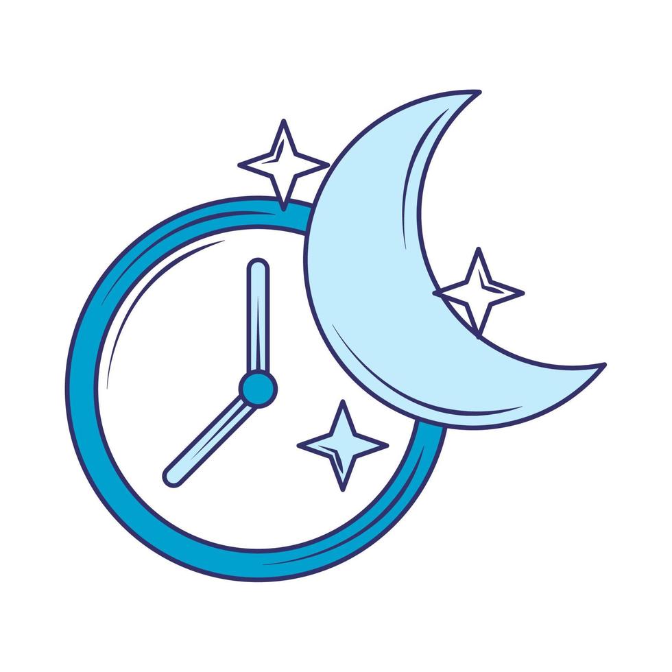 luna y reloj a la hora de acostarse vector