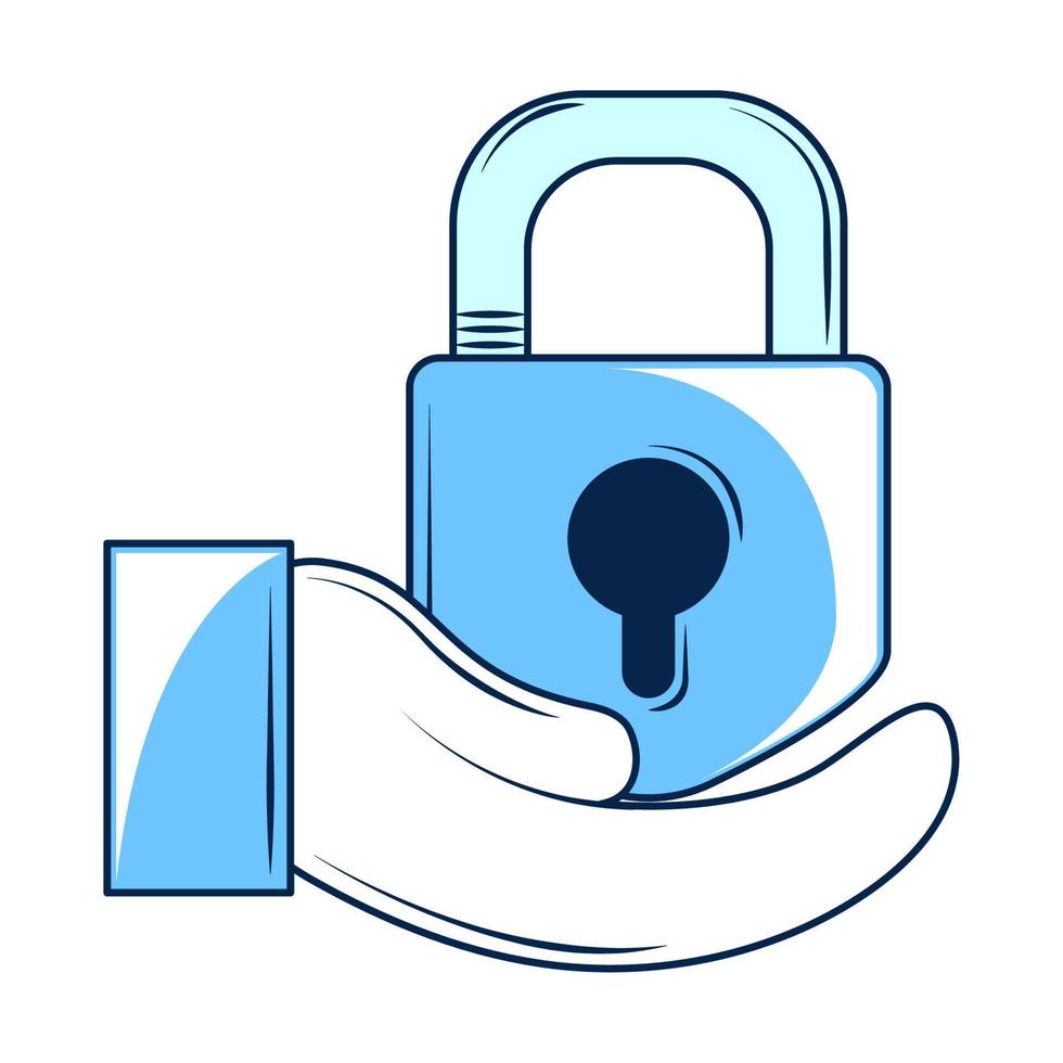 hand with padlock vector