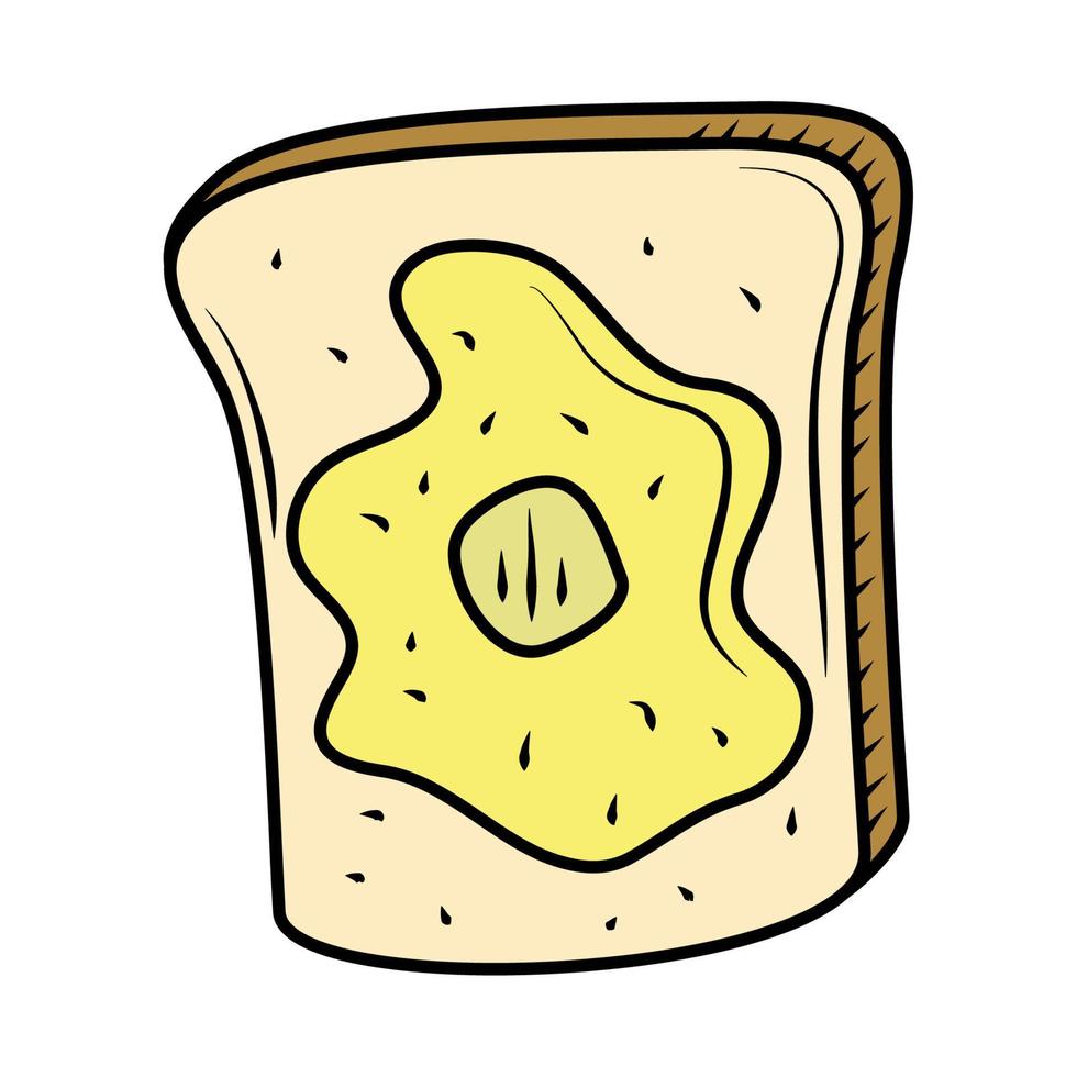 pan con mantequilla comida minimalista vector