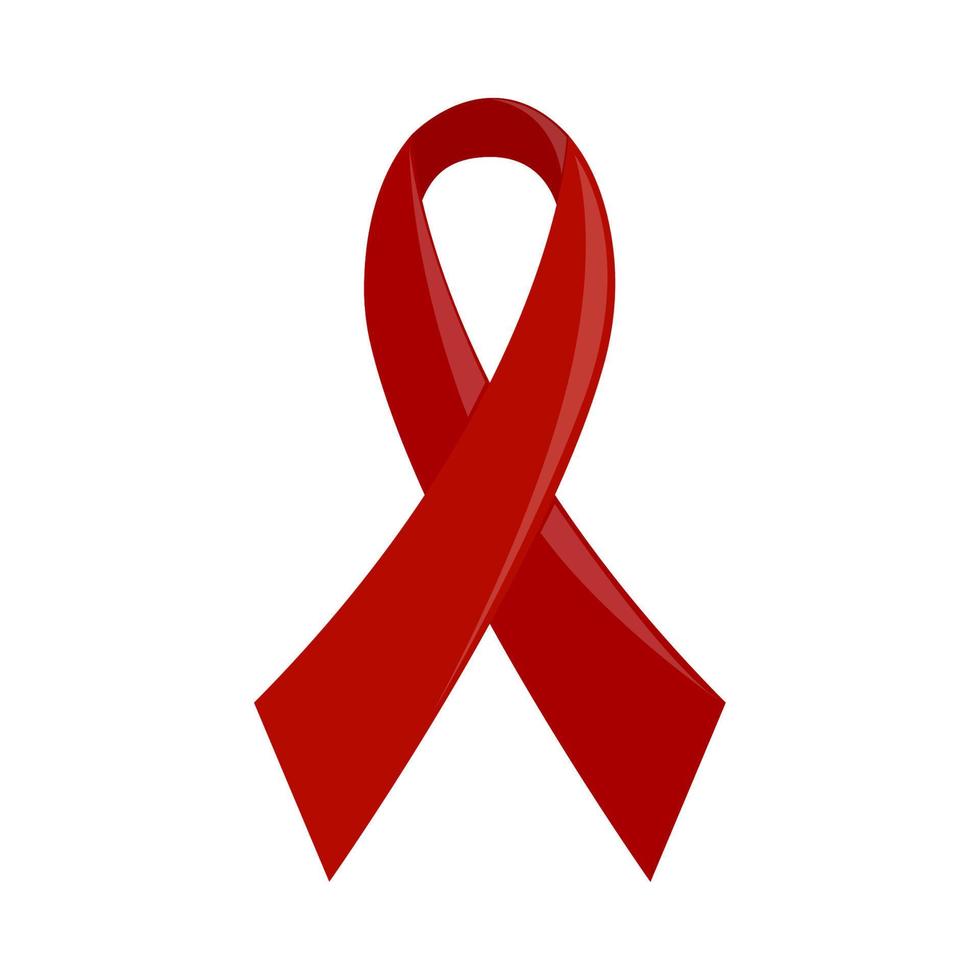 red ribbon emblem AIDS vector