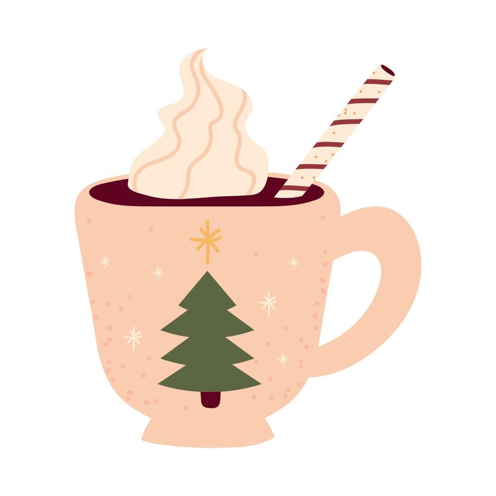 christmas chocolate cup with cream vector
