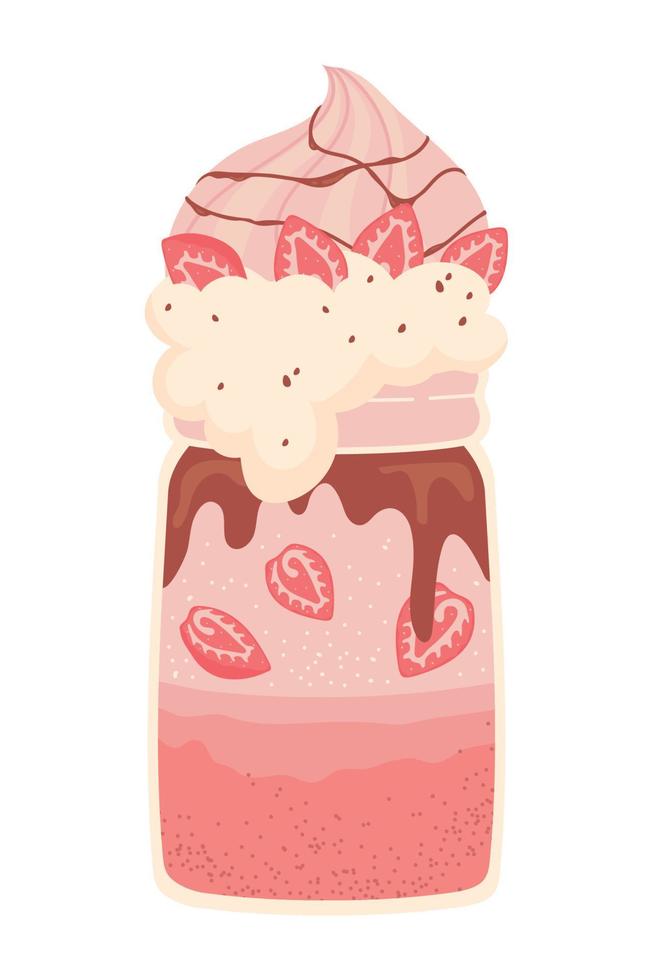 milkshake with strawberries vector
