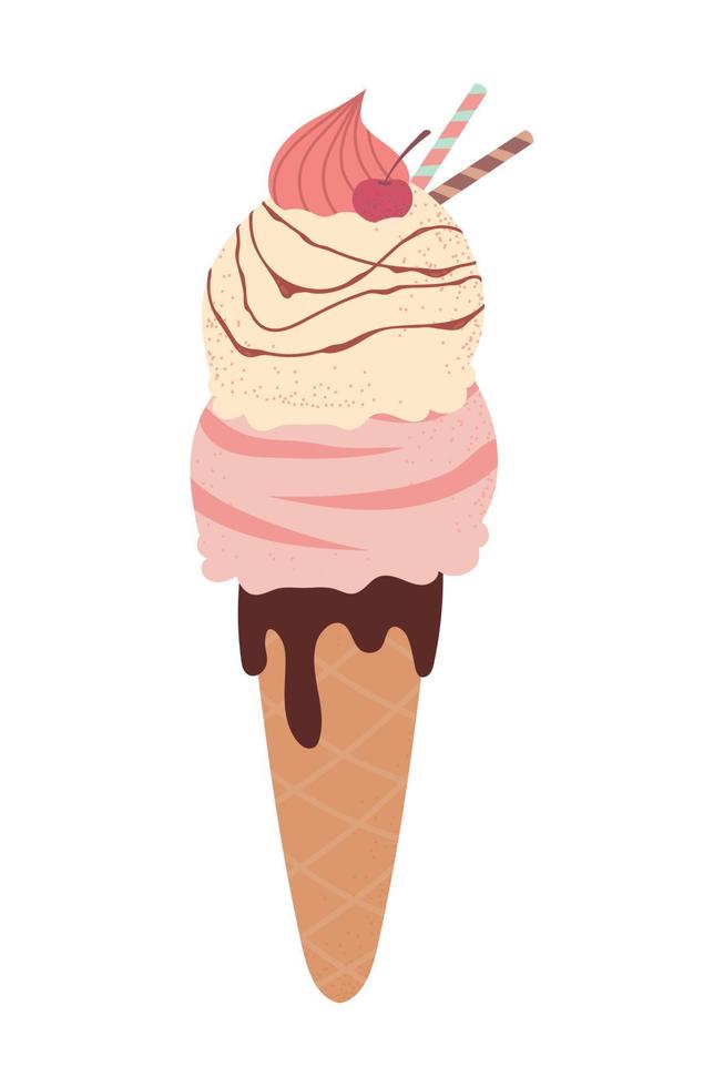 ice cream with fruit vector