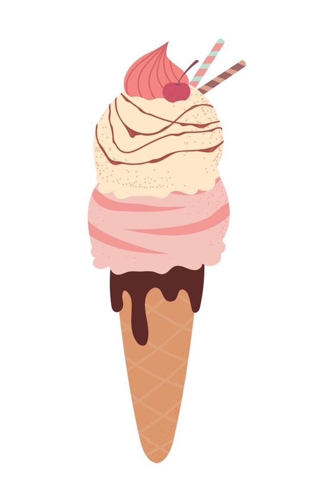 helado con fruta vector