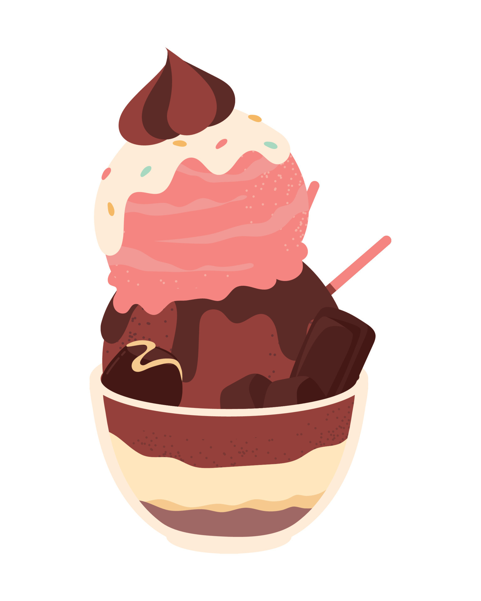 ice cream with brownie 16767137 Vector Art at Vecteezy